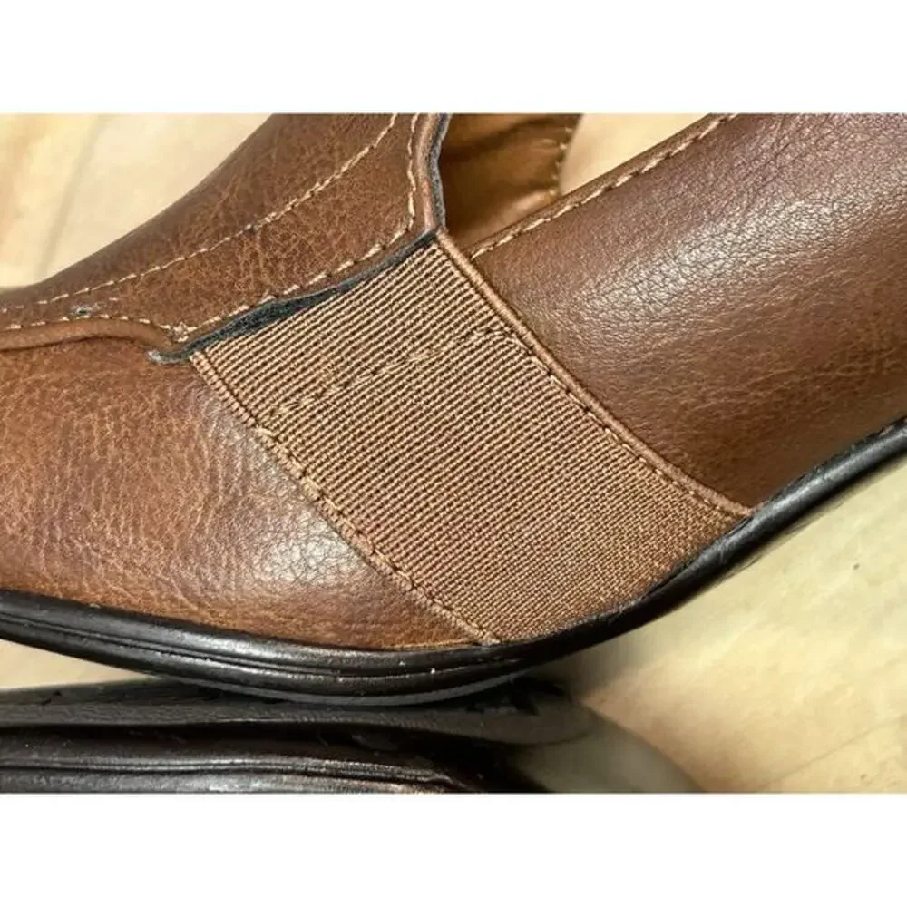 Madeline Beth‎ Tan Faux Leather Mid Heel Pump Women's Size 9.5 M Vegan Brown